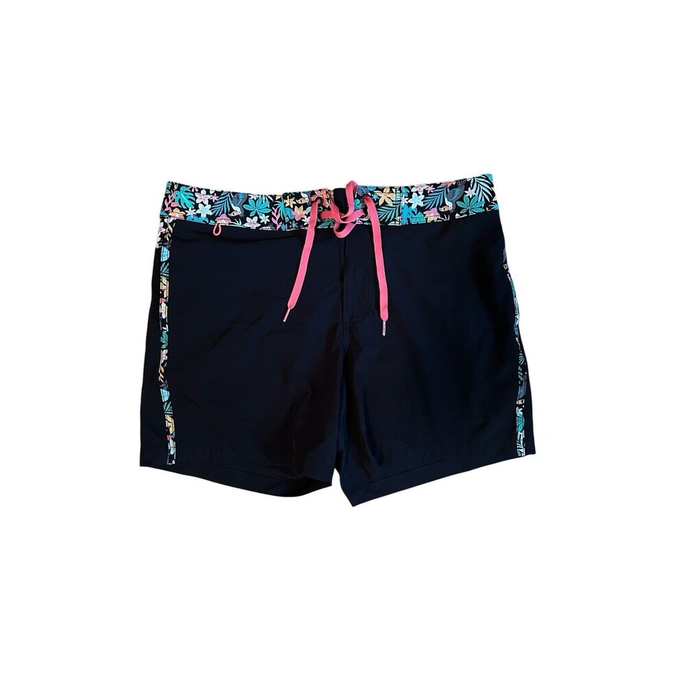 Chubbies Swim BoardShorts Mens 34 Black Tropical Floral Print 6 Inch Inseam